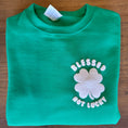 Load image into Gallery viewer, Blessed Not Lucky Puff Print Green Sweatshirt