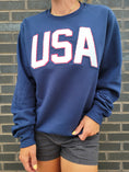 Load image into Gallery viewer, USA Chenille Patch Navy Sweatshirt