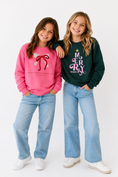 Load image into Gallery viewer, YOUTH Pink Bow Sweatshirt