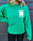 Load image into Gallery viewer, Blessed Not Lucky Puff Print Green Sweatshirt