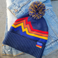 Load image into Gallery viewer, Landscape Mountains Navy Pom Beanie
