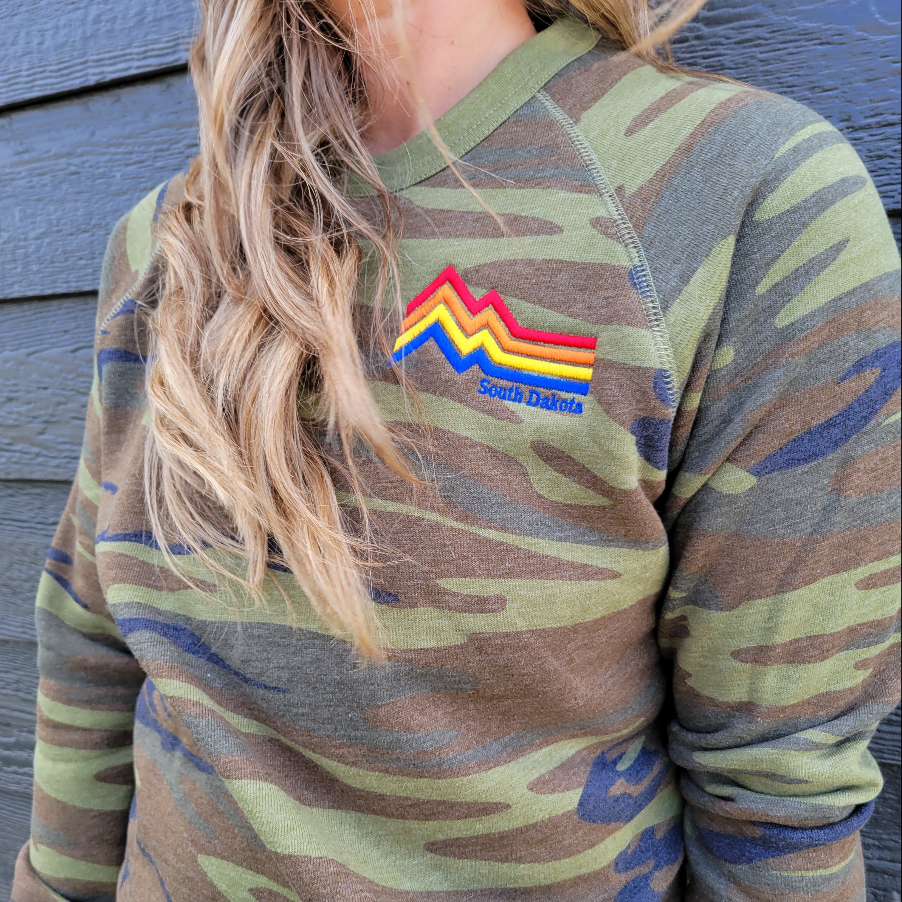 South Dakota Embroidered Camo Sweatshirt