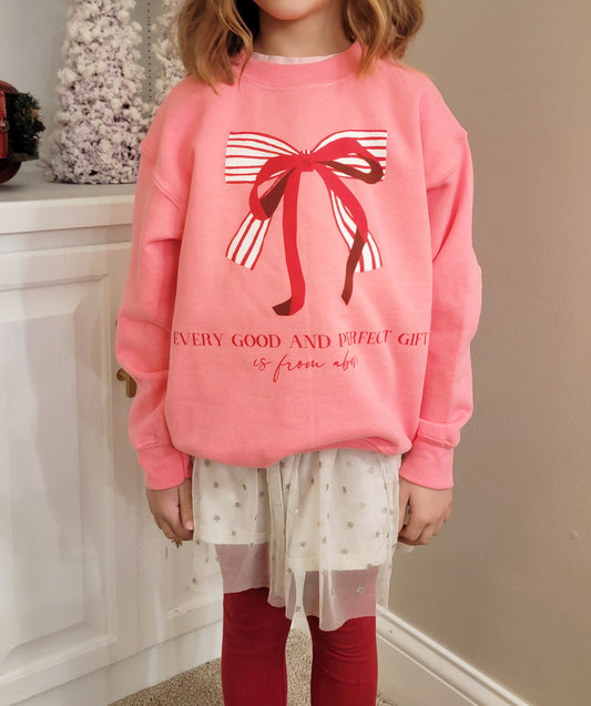 YOUTH Pink Bow Sweatshirt