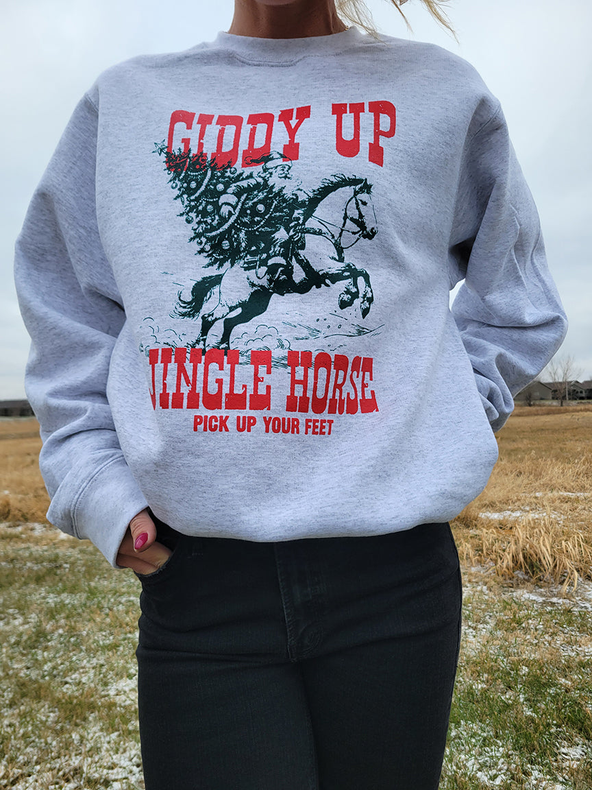 Giddy Up Light Gray Sweatshirt