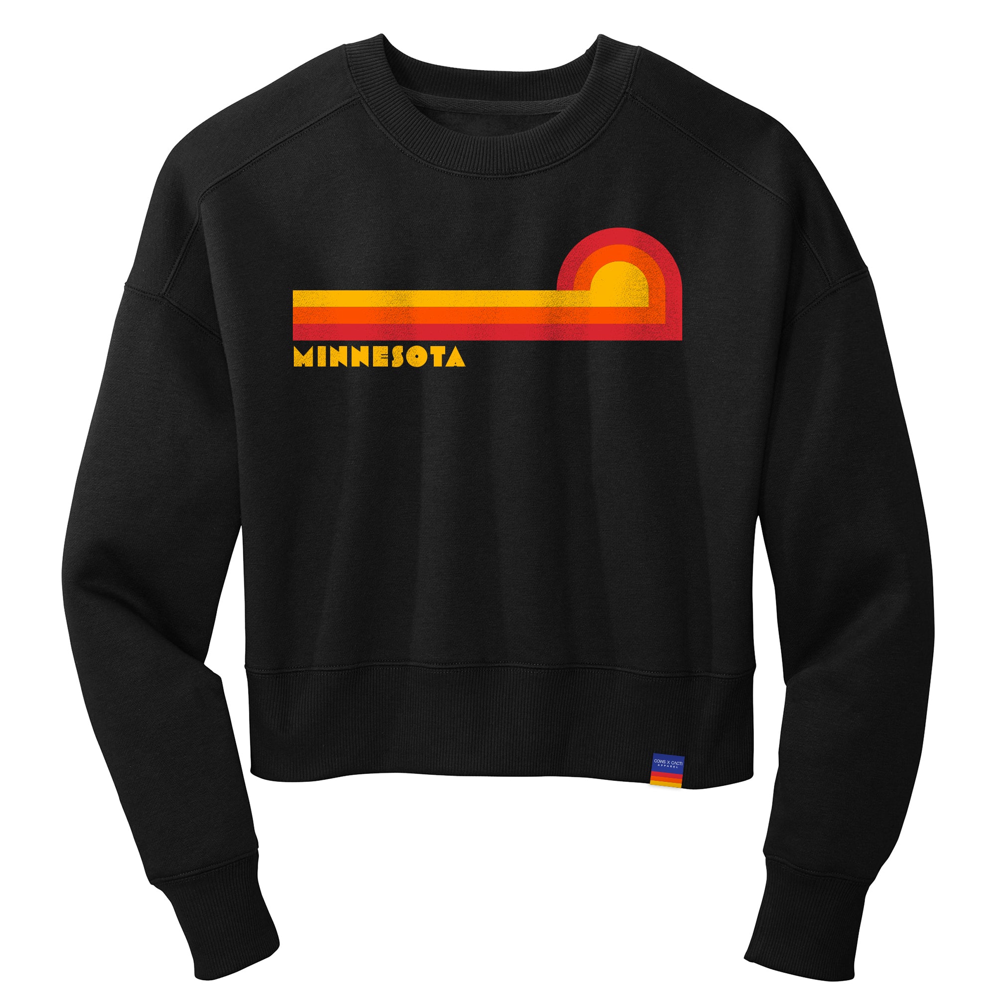 Minnesota Sunset Black Cropped Crew