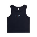 Load image into Gallery viewer, USA Embroidered Crop Rib Tank
