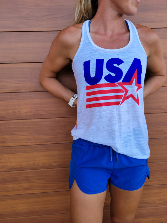 Team USA Women's White Slub Flowy Tank