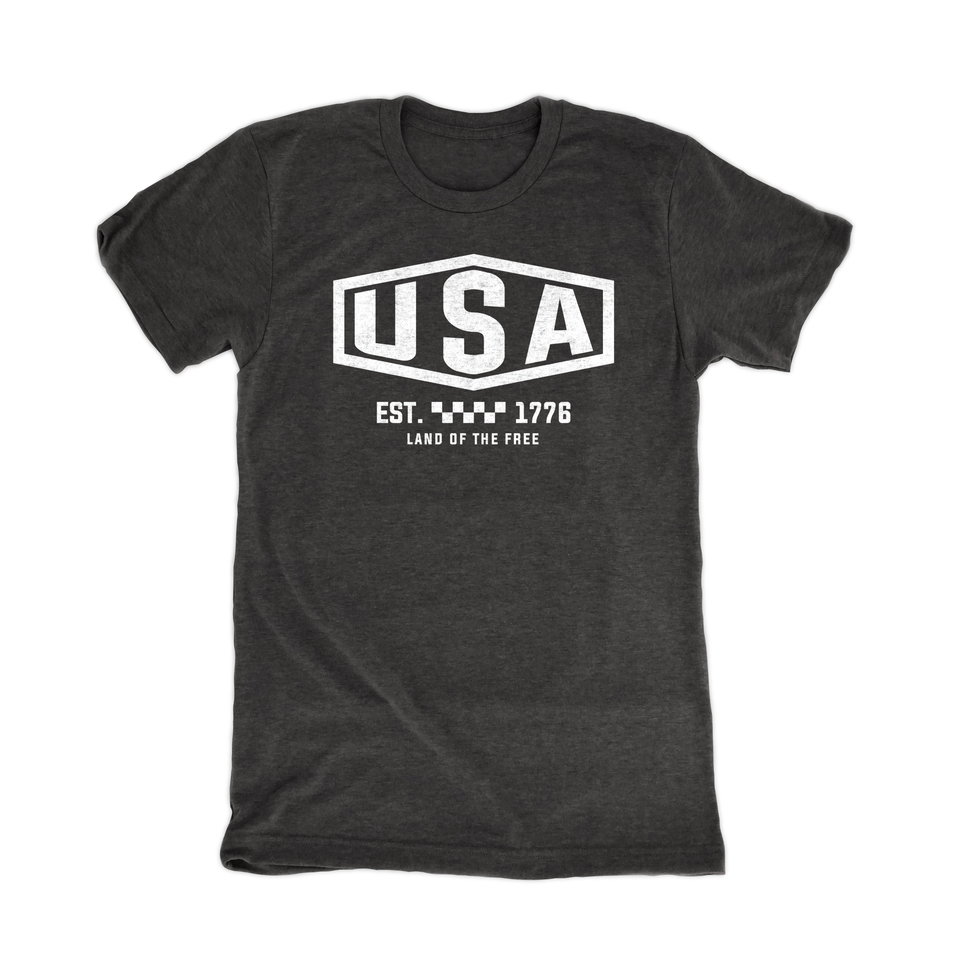 USA Checkered Vintage Black T-Shirt