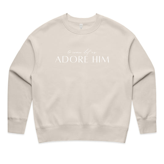 Adore Him White Embroidered Women's Sweatshirt