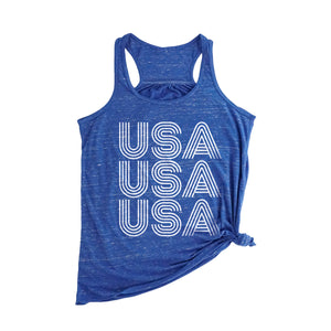 USA Repeat Women's Royal Marbled Flowy Tank