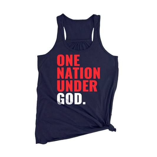 One Nation Under God Women's Navy Flowy Tank