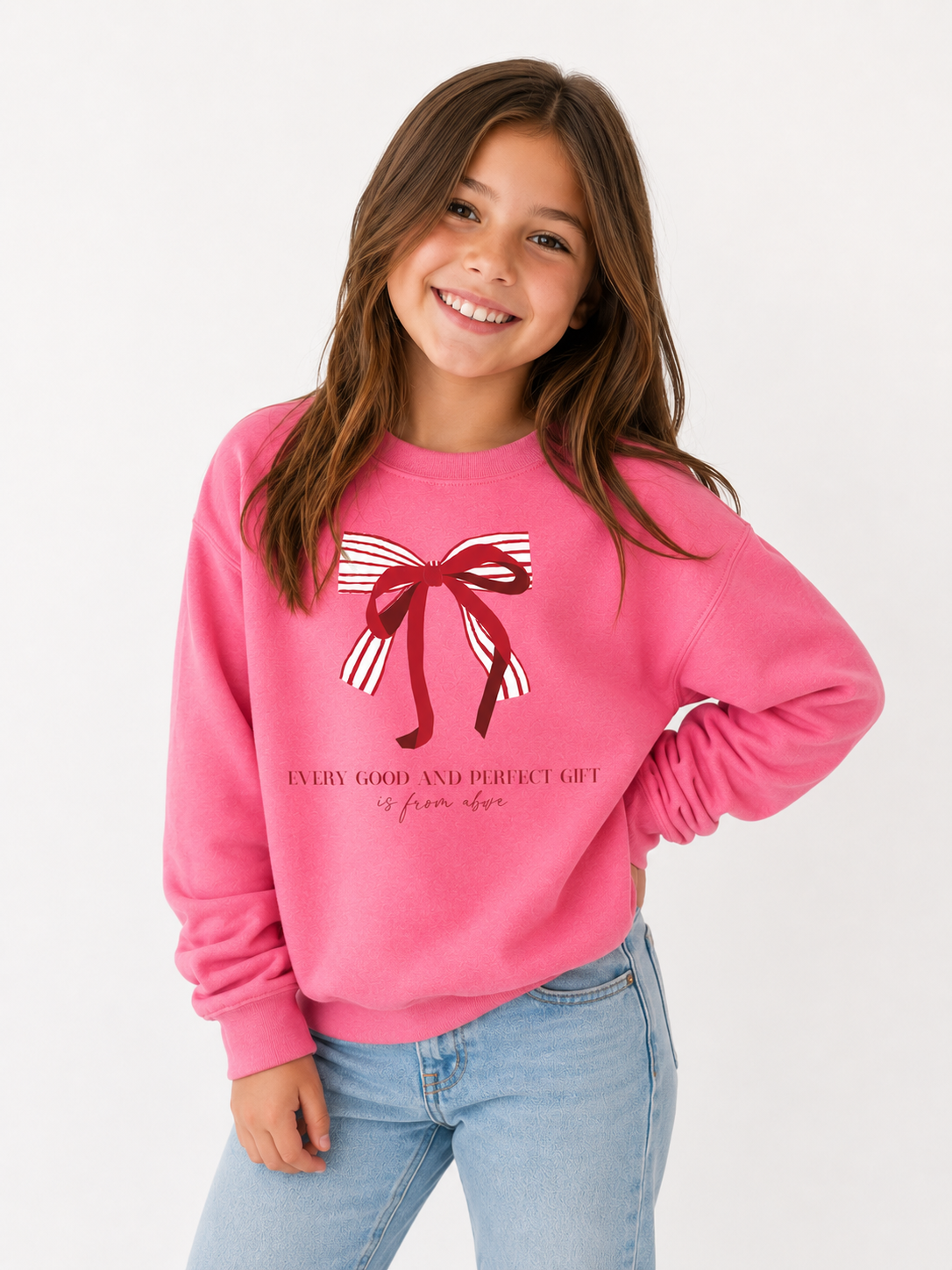 YOUTH Pink Bow Sweatshirt
