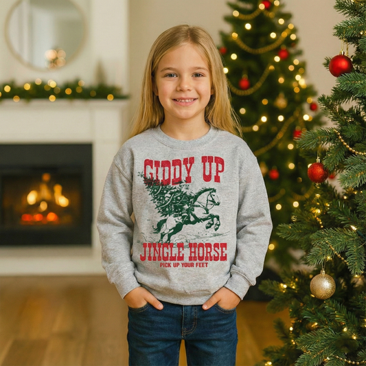 YOUTH Giddy Up Light Gray Sweatshirt