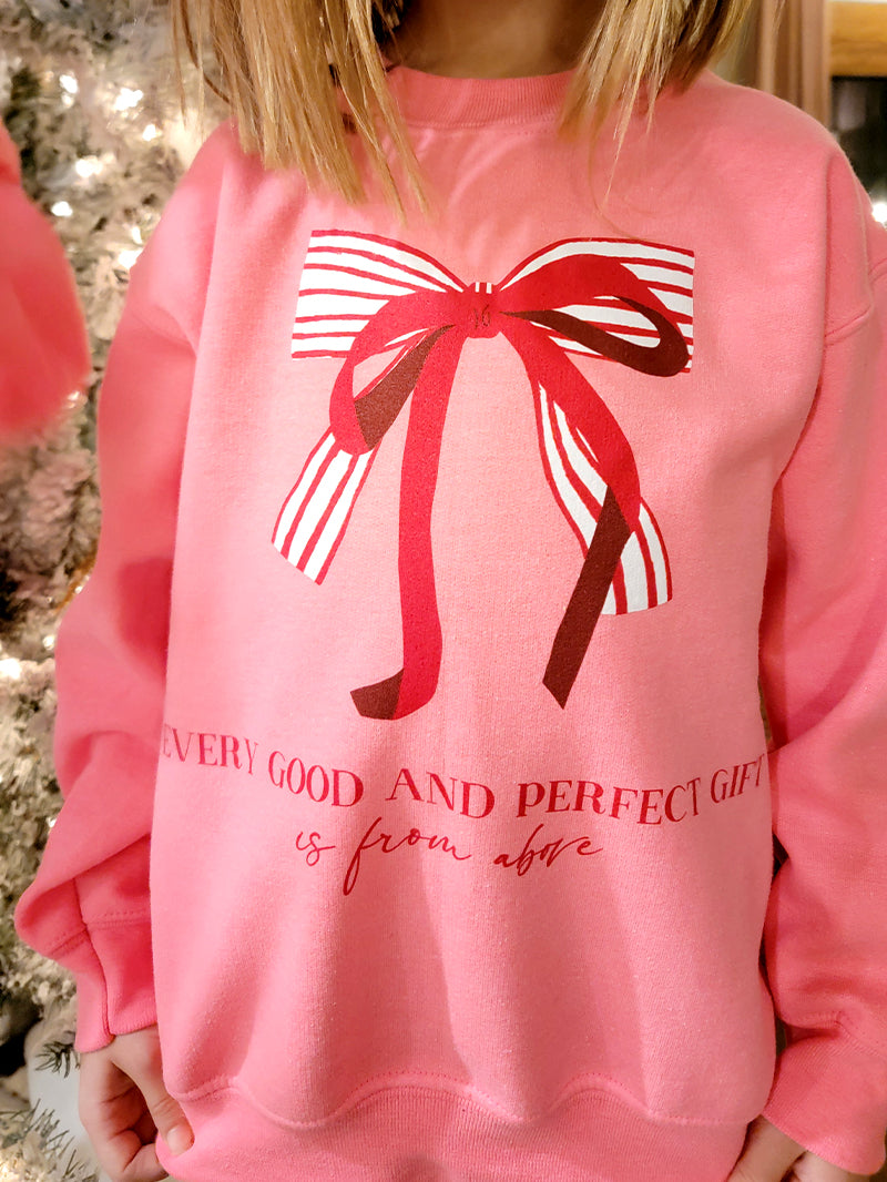 YOUTH Pink Bow Sweatshirt