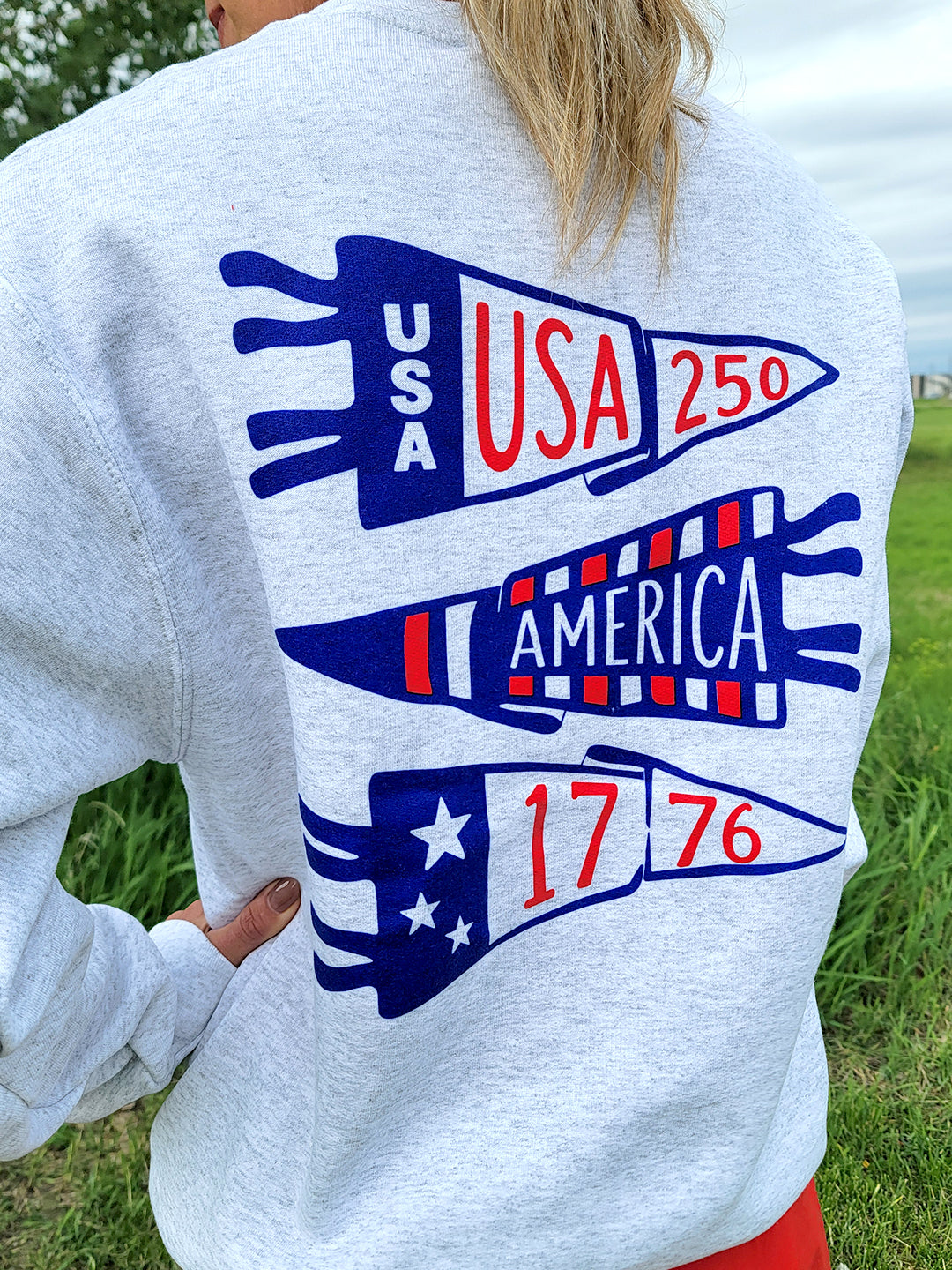 USA Pennant Ash Gray Crewneck Sweatshirt
