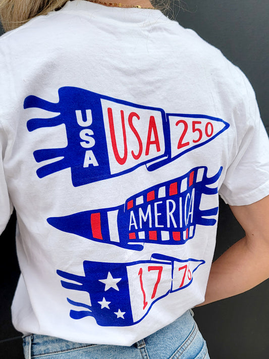 USA Pennant White T-Shirt