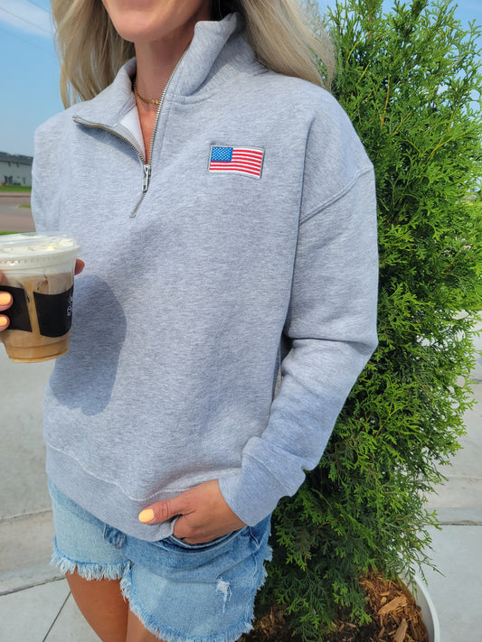 USA Embroidered 1/4 Zip Sweatshirt