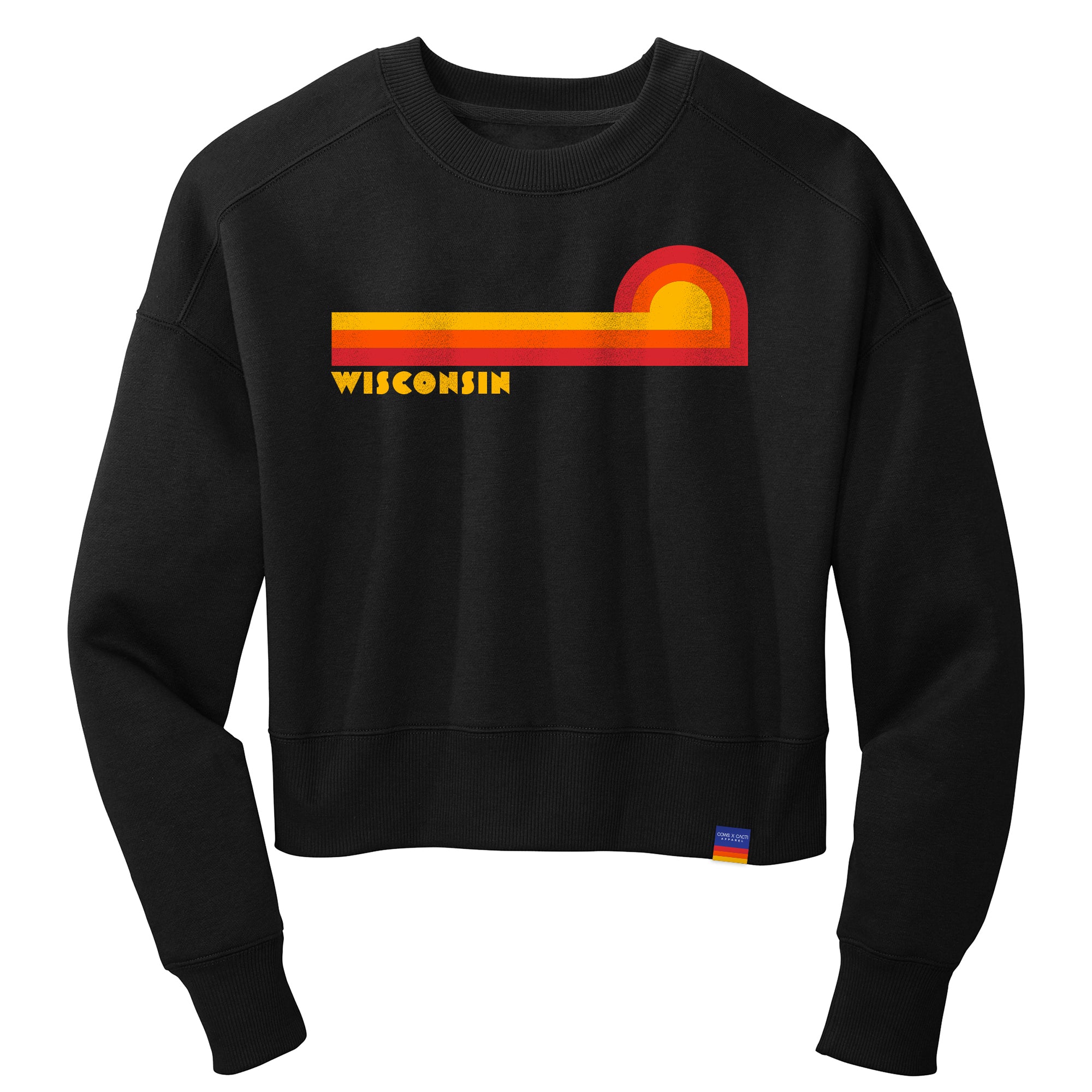 Wisconsin Sunset Black Cropped Crew
