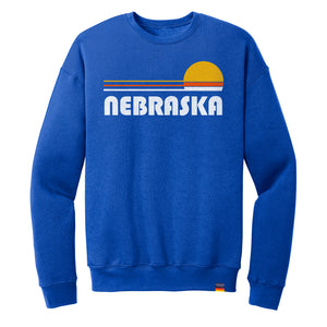Nebraska Sunrise Royal Crew Sweatshirt