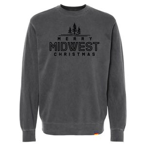 Merry Midwest Christmas Pigment Black Sweatshirt