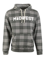 Load image into Gallery viewer, Midwest Pine Gray Buffalo Check Hoodie
